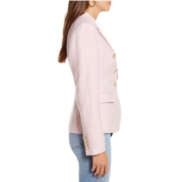 Rachel Parcell Pink and White Herringbone Tweed Jacket - Picture 6 of 16